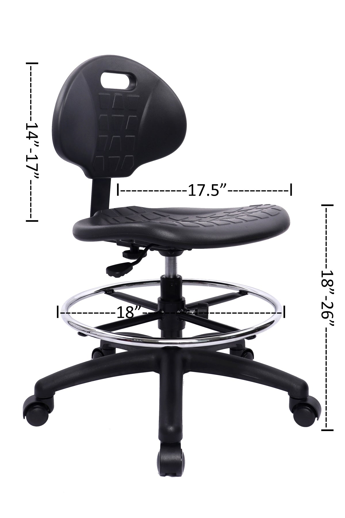 CMPU-10818: MEDIUM TABLE (18"-26" Seat Height) Deluxe Polyurethane Drafting Stool with Footring