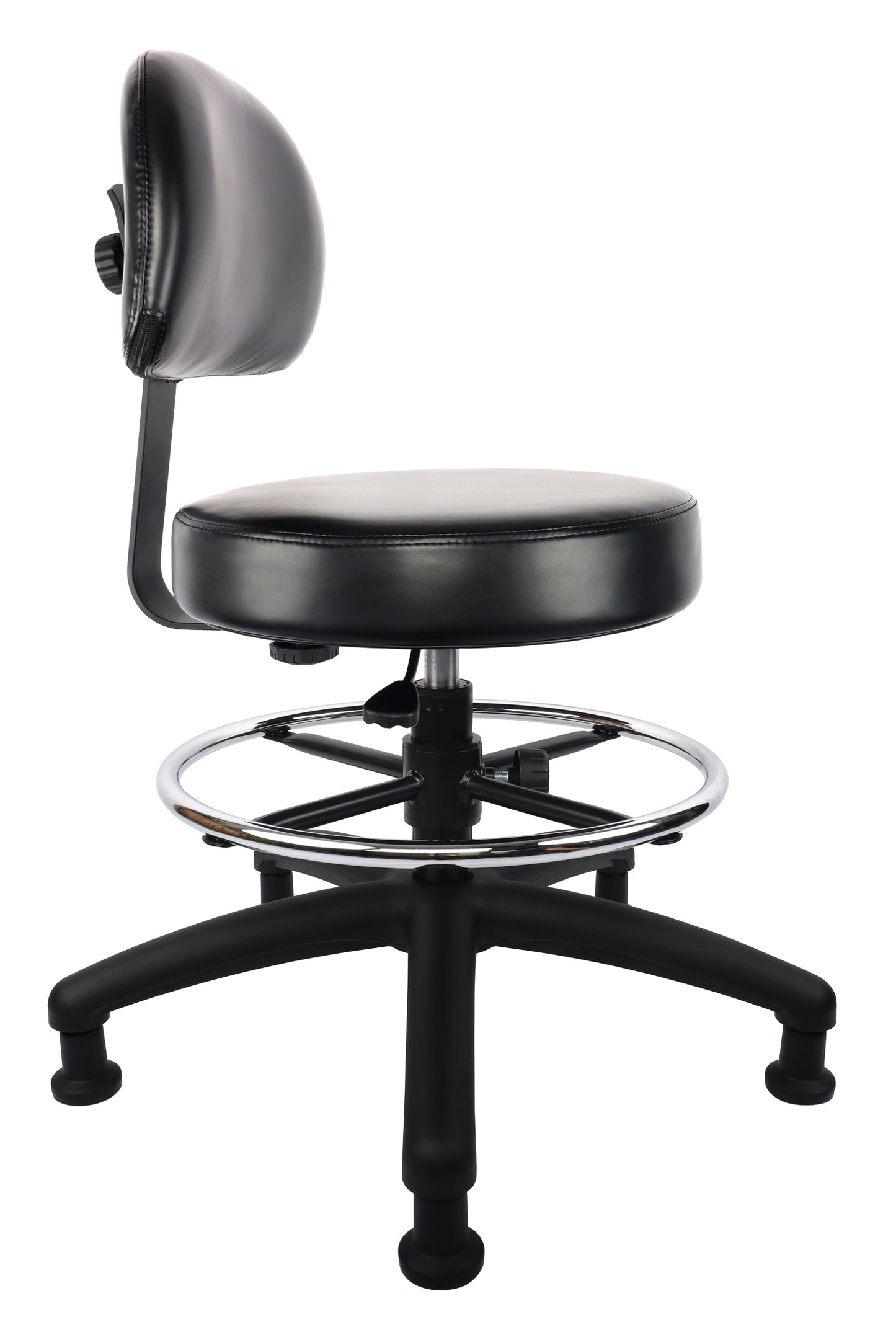 PRS-10818: MEDIUM TABLE (19"-27" Seat Height) Adjustable Round Stool With Back and Footring