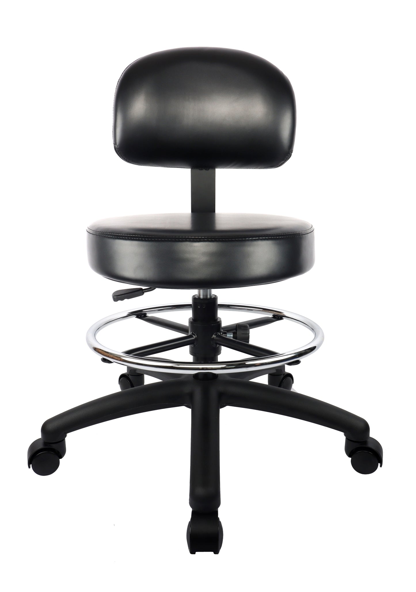PRS-10818: MEDIUM TABLE (19"-27" Seat Height) Adjustable Round Stool With Back and Footring