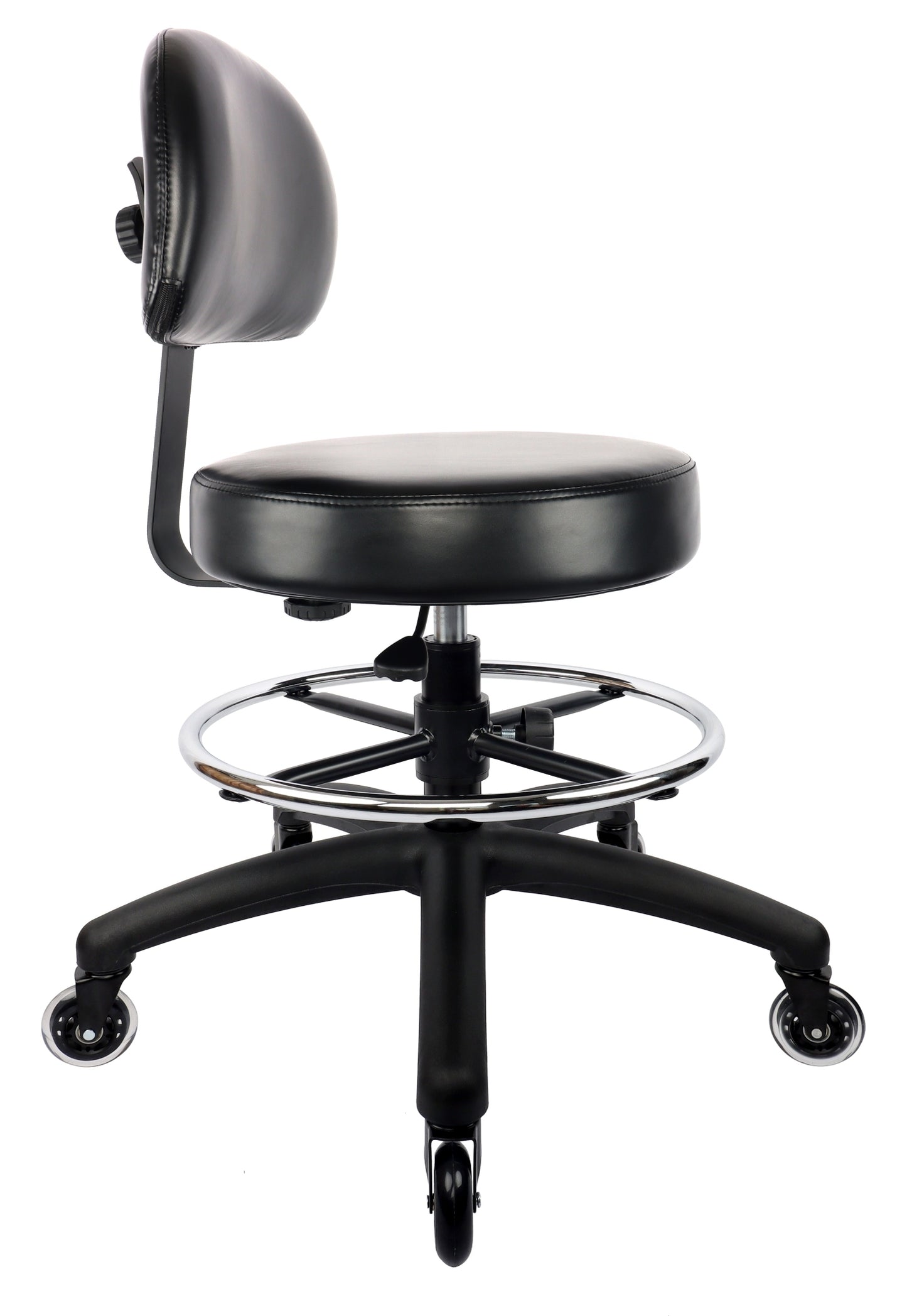PRS-10818: MEDIUM TABLE (19"-27" Seat Height) Adjustable Round Stool With Back and Footring