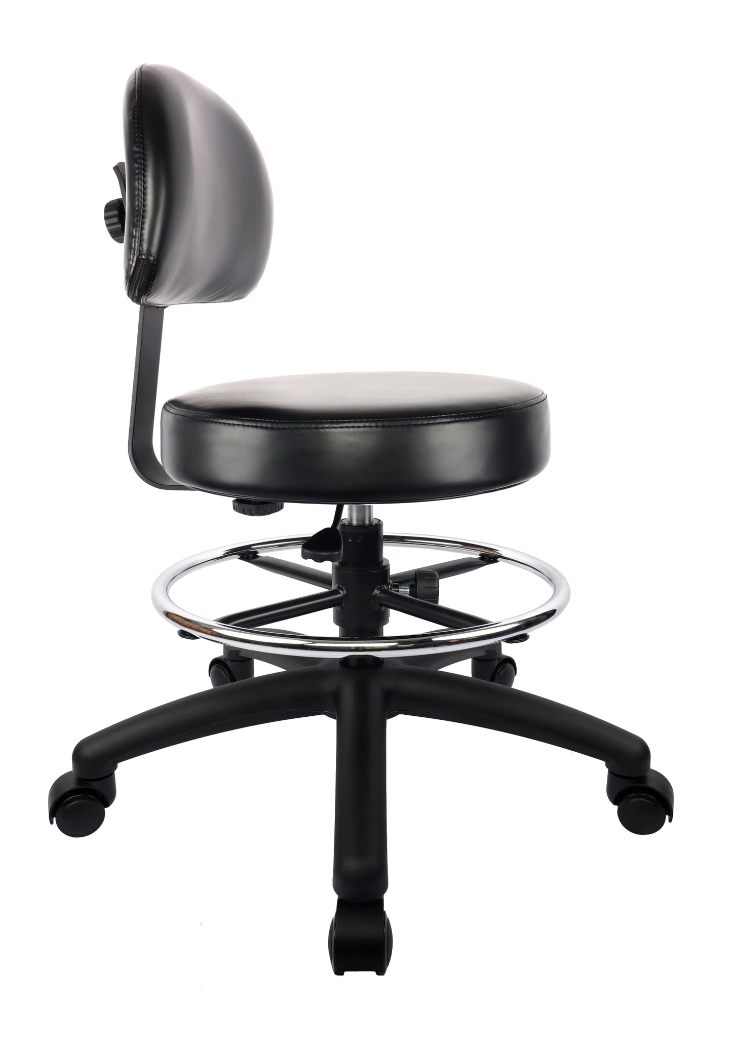 PRS-10818: MEDIUM TABLE (19"-27" Seat Height) Adjustable Round Stool With Back and Footring
