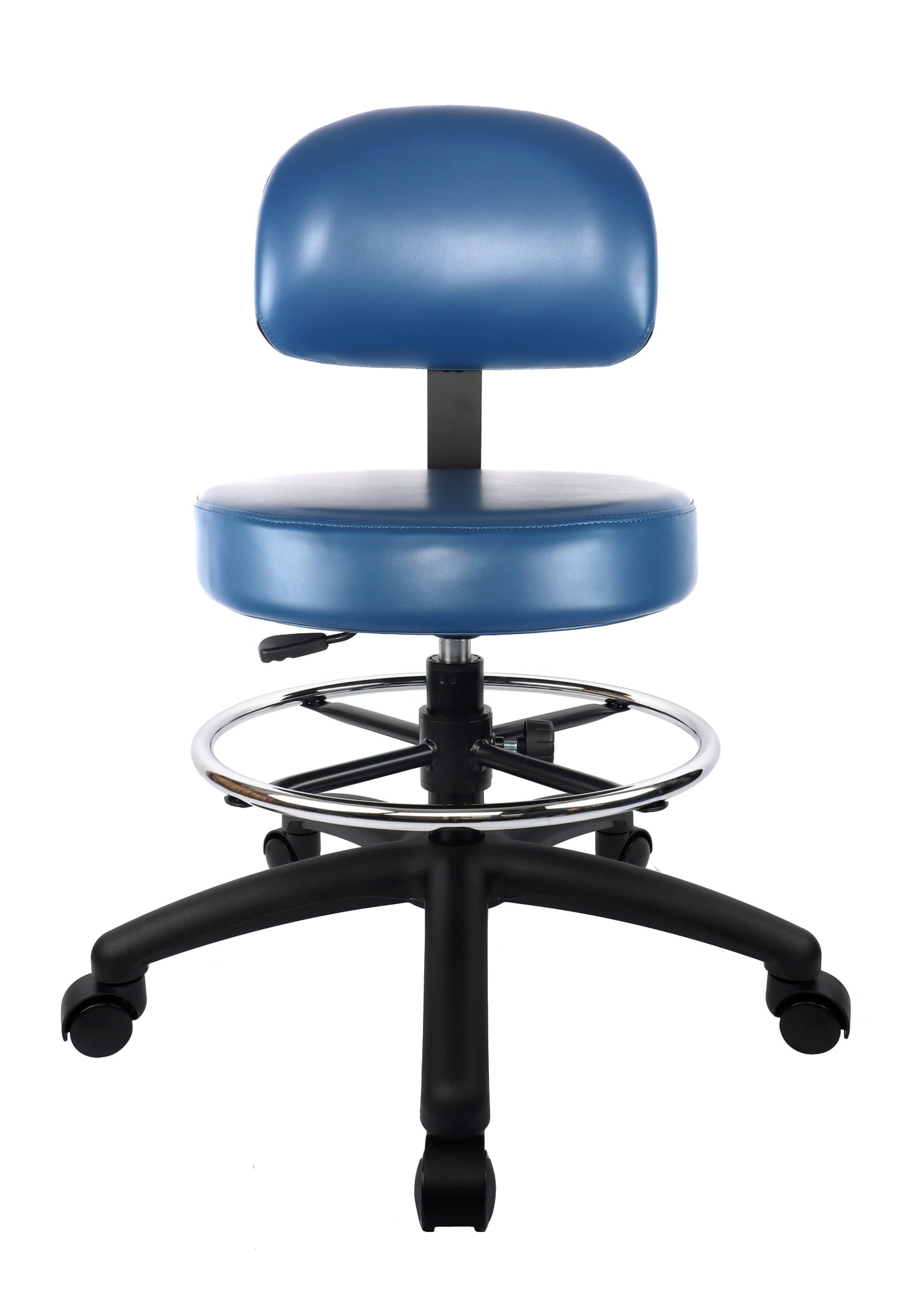 PRS-10818: MEDIUM TABLE (19"-27" Seat Height) Adjustable Round Stool With Back and Footring