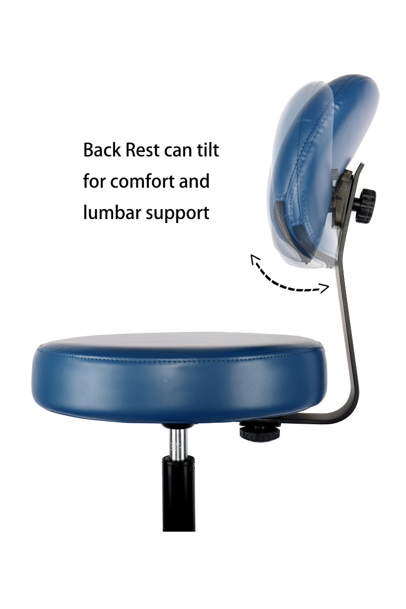 PRS-10818: MEDIUM TABLE (19"-27" Seat Height) Adjustable Round Stool With Back and Footring