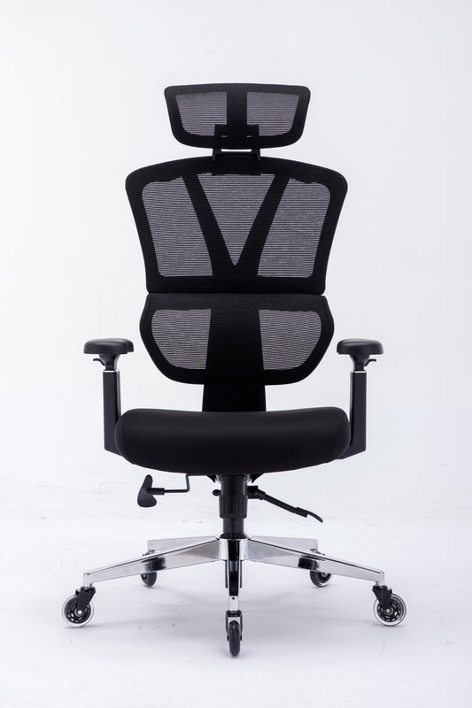 CMHY-003R Ergonomic High Back Mesh Office Chair, 3D Armrest, Adjustable Headrest, Variable Tilt - Rollerblade Casters