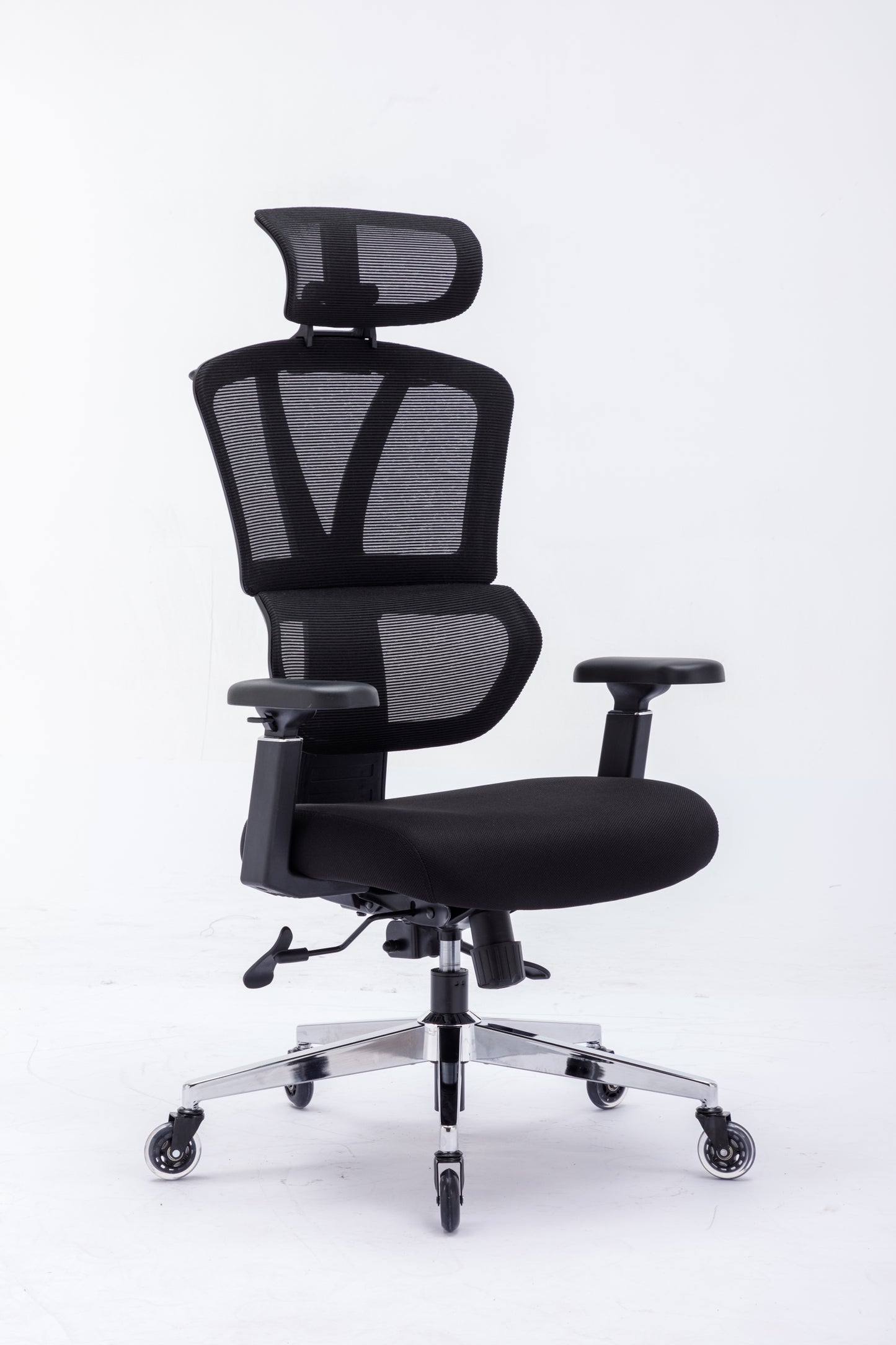 CMHY-003R Ergonomic High Back Mesh Office Chair, 3D Armrest, Adjustable Headrest, Variable Tilt - Rollerblade Casters