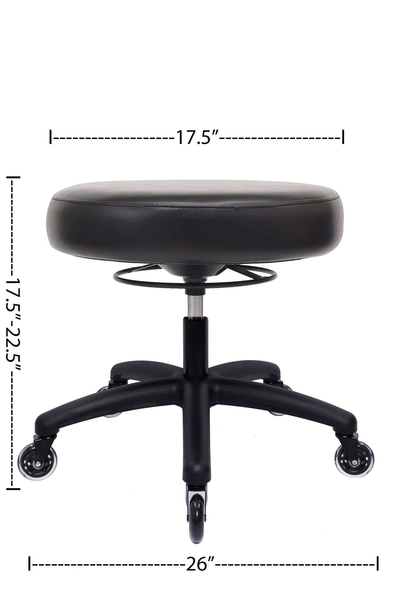 PRS-R0500: LOW DESK (16.5"-21.5" Seat Height) 360 Degree Adjustable Round Stool