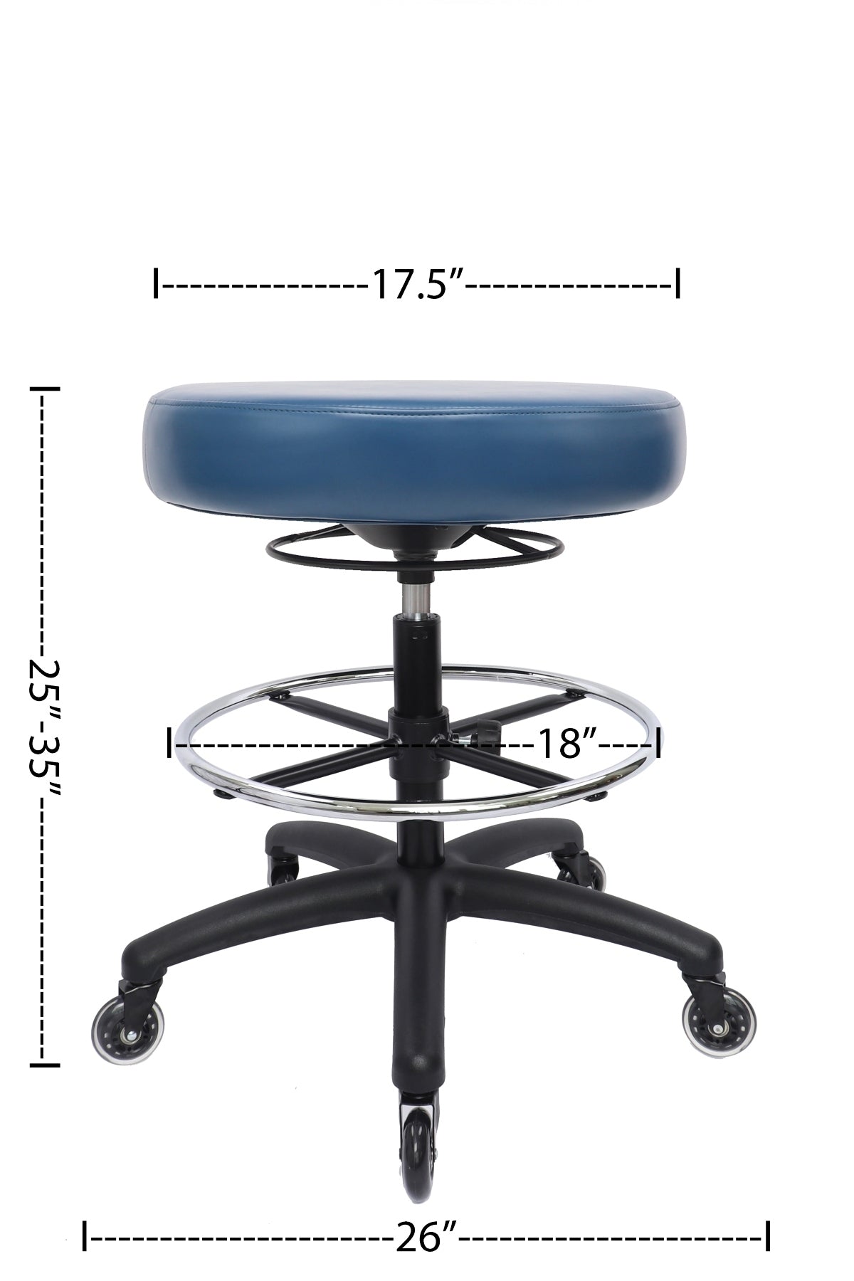 PRS-R1018: TALL TABLE (24"-34" Seat Height) 360 Degree Adjustable Round Stool-With Footring