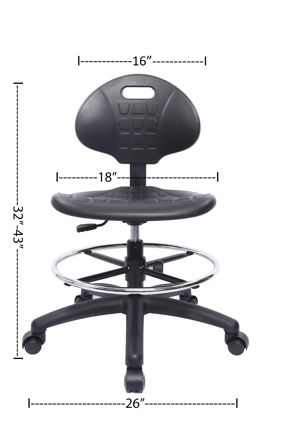 CMPU-10818: MEDIUM TABLE (18"-26" Seat Height) Deluxe Polyurethane Drafting Stool with Footring