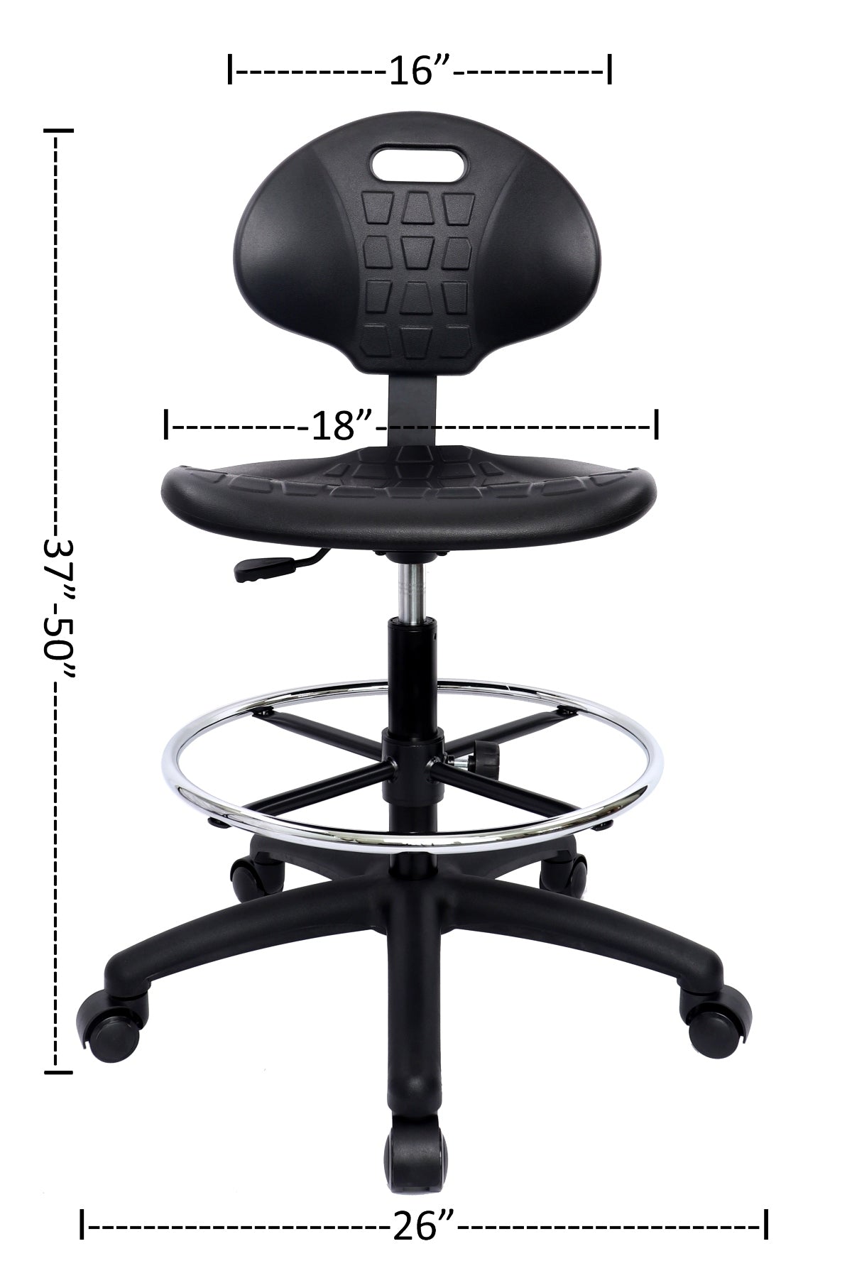 CMPU-HD-11020: TALL TABLE (23"-33" Seat Height) Deluxe Polyurethane Drafting Stool with Heavy Duty Footring
