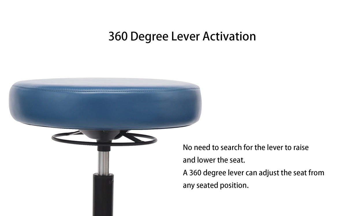 PRS-R0818: MEDIUM TABLE (20"-28" Seat Height) 360 Degree Adjustable Round Stool-With Footring