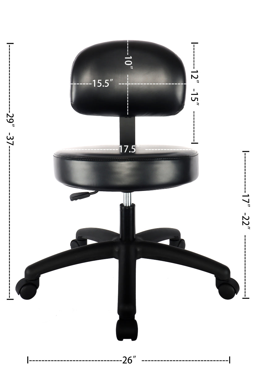 PRS-10500: LOW DESK (17"-22" Seat Height) Adjustable Round Chair With Back