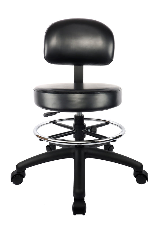 PRS-10818: MEDIUM TABLE (19"-27" Seat Height) Adjustable Round Stool With Back and Footring